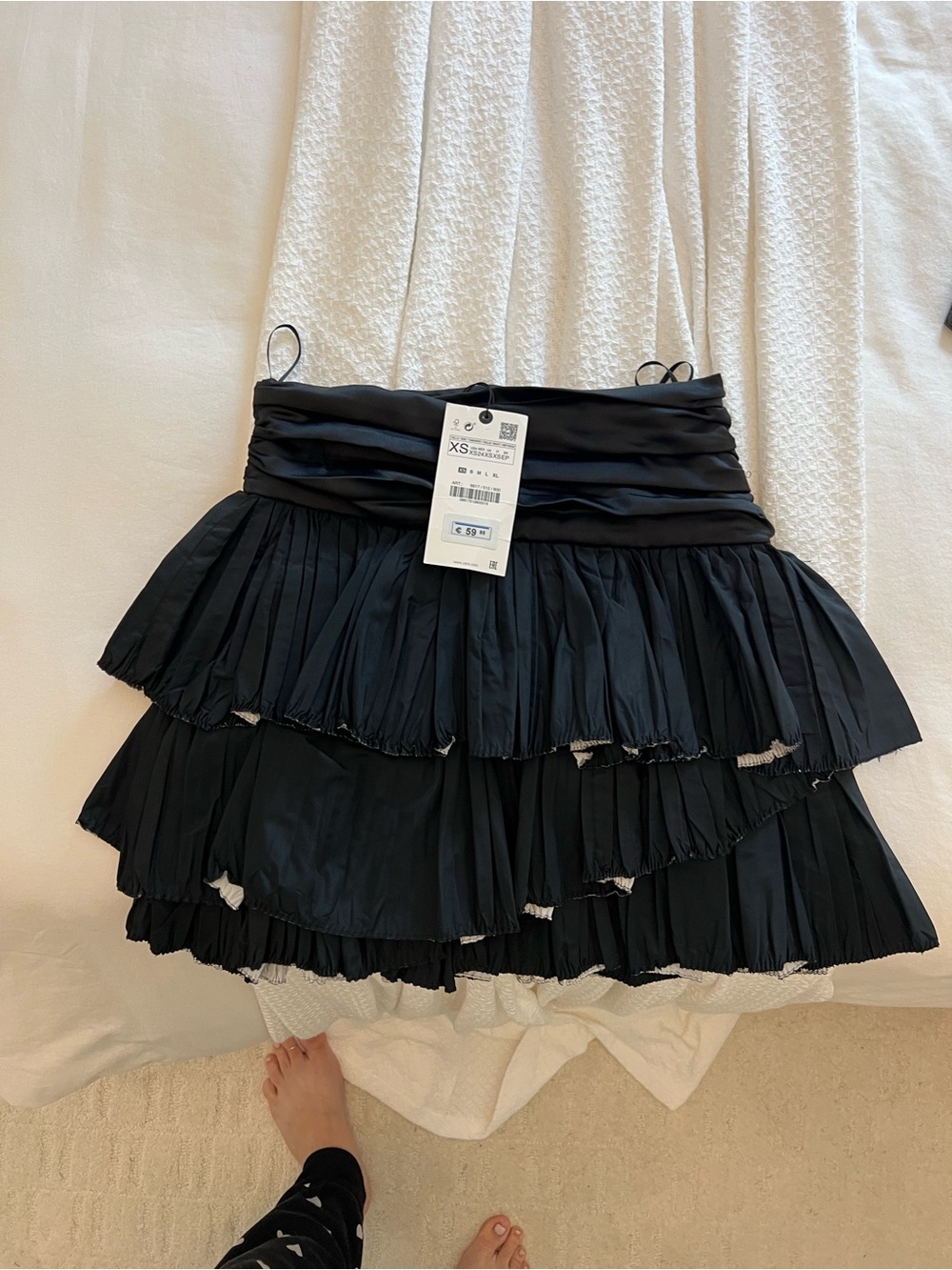 Zara Black Tiered Pleated Mini Skirt